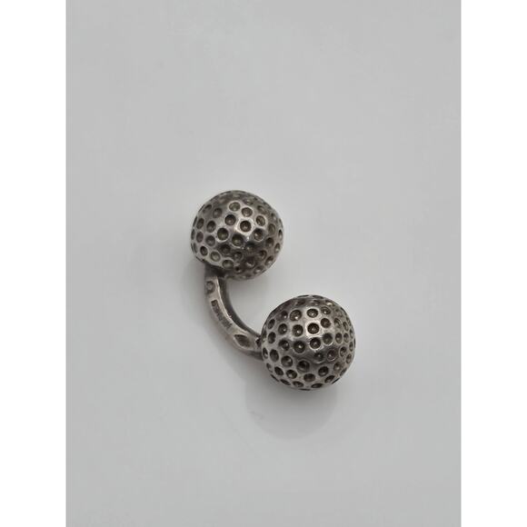 VINTAGE HERMES STERLING SILVER 925 SINGLE GOLF BALL CUFFLINKS - Picture 1 of 13